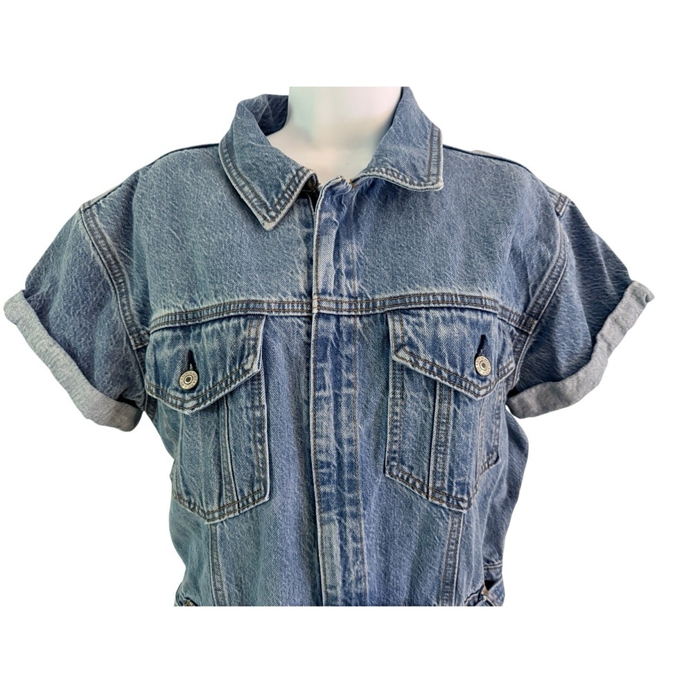 NWT Abercrombie & Fitch 90s Denim Jumpsuit L Relaxed Wide Leg Utility Coverall - Picture 6 of 10